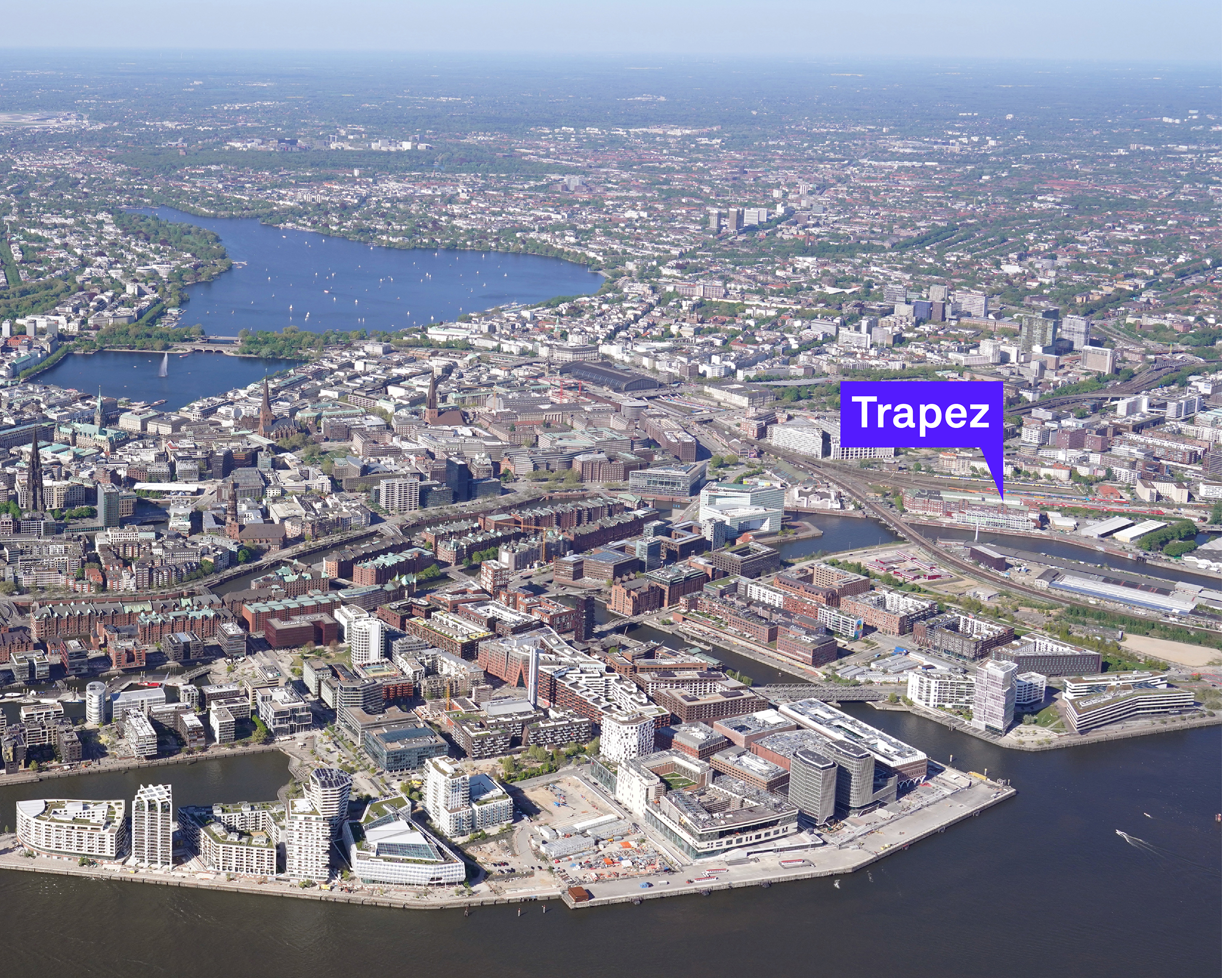 Luftbild von Hamburg mit Elbe und Alster